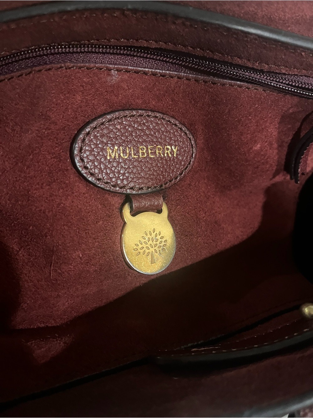 MULBERRY SMALL BURGUNDY BAYSWATER SATCHEL CROSSBODY BAG - Picture 10 of 14